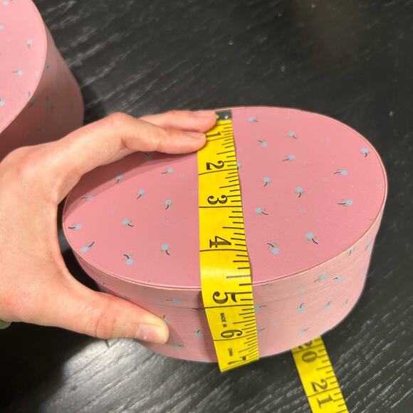 VINTAGE boxes - blush berry pink with hand painted tulips- set of 2 cottage - Picture 11 of 13